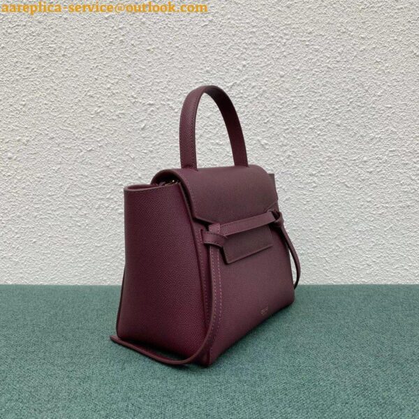 Replica Celine Belt Nano Bag In Bordeaux Grained Calfskin 9