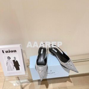 Replica Prada Satin Slingback Pumps With Crystals 1I756M 2