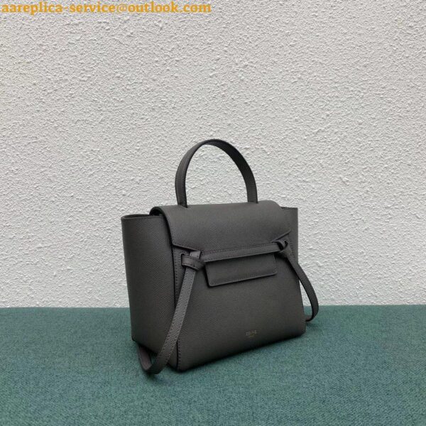 Replica Celine Belt Nano Bag In Grey Grained Calfskin 4