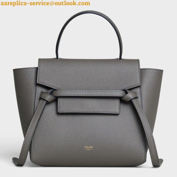 Replica Celine Belt Nano Bag In Grey Grained Calfskin 9