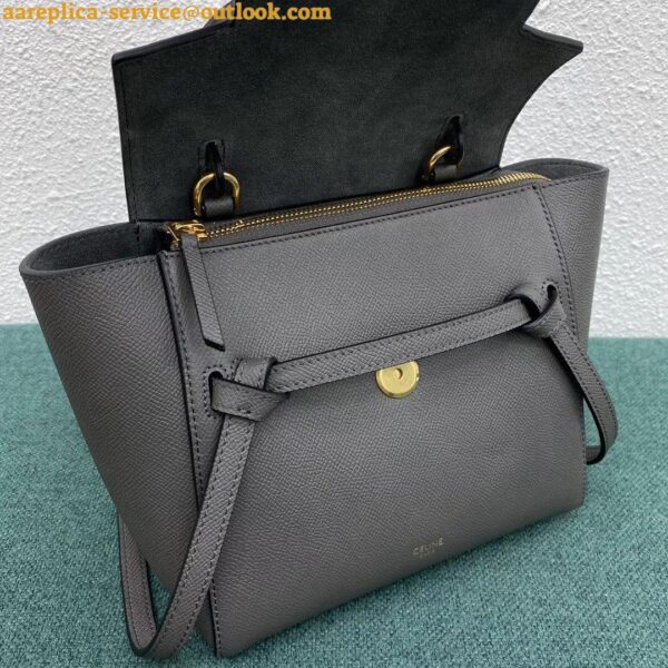 Replica Celine Belt Nano Bag In Grey Grained Calfskin 12