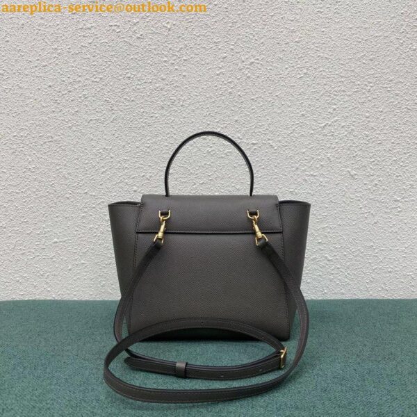 Replica Celine Belt Nano Bag In Grey Grained Calfskin 11