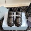 Replica Prada Soft Padded Nappa Leather Lace-up Shoes 1E119N Black