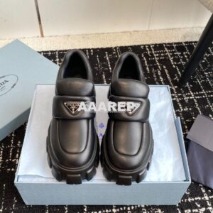 Replica Prada Soft Padded Nappa Leather Loafers 1D125N Black