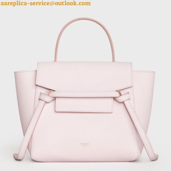 Replica Celine Belt Nano Bag In Pale Pink Grained Calfskin 3