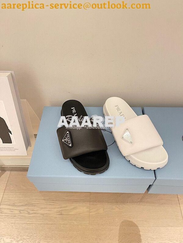 Replica Prada Soft padded nappa leather slides 1XX648 4