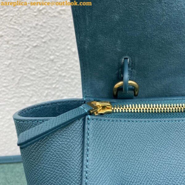 Replica Celine Belt Nano Bag In Prussian Blue Grained Calfskin 4