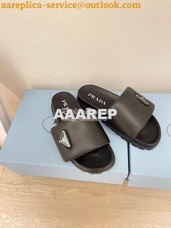 Replica Prada Soft padded nappa leather slides 1XX648 12