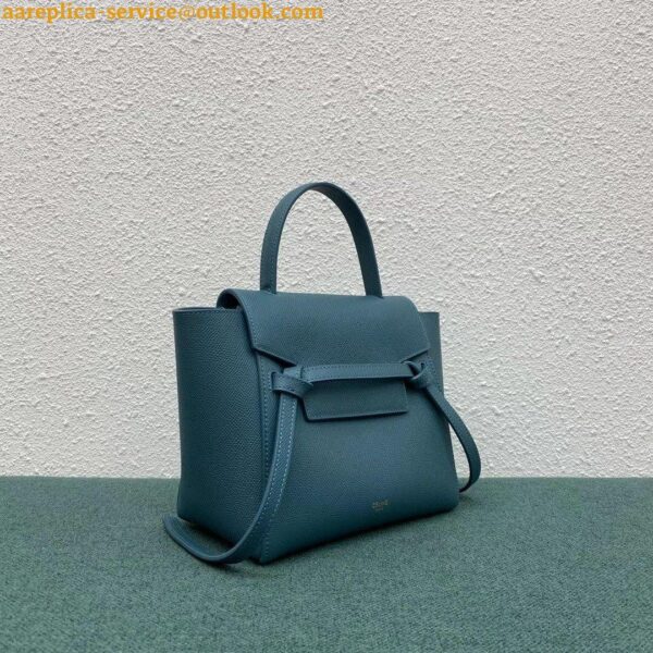 Replica Celine Belt Nano Bag In Prussian Blue Grained Calfskin 11