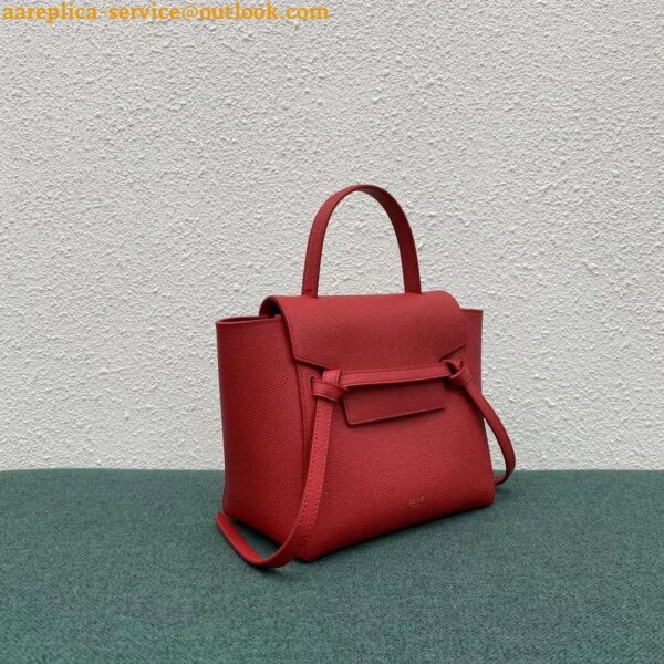 Replica Celine Belt Nano Bag In Red Grained Calfskin 3