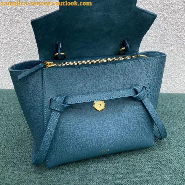 Replica Celine Belt Nano Bag In Prussian Blue Grained Calfskin 13