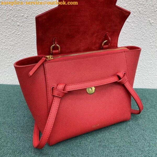 Replica Celine Belt Nano Bag In Red Grained Calfskin 8