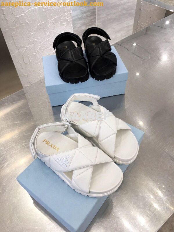 Replica Prada Sporty Quilted Nappa Leather Sandals 1X599M White