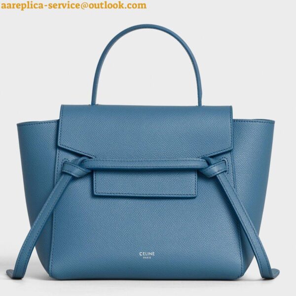 Replica Celine Belt Nano Bag In Slate Blue Grained Calfskin 3