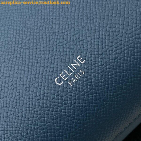 Replica Celine Belt Nano Bag In Slate Blue Grained Calfskin 4