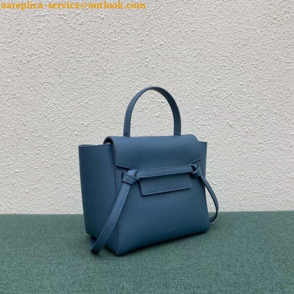 Replica Celine Belt Nano Bag In Slate Blue Grained Calfskin 6