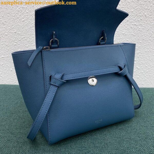 Replica Celine Belt Nano Bag In Slate Blue Grained Calfskin 9