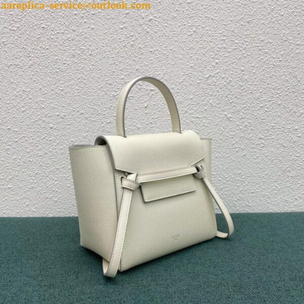 Replica Celine Belt Nano Bag In White Grained Calfskin 5