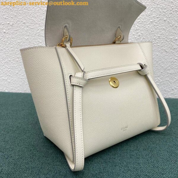 Replica Celine Belt Nano Bag In White Grained Calfskin 7