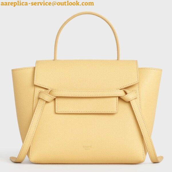 Replica Celine Belt Nano Bag In Yellow Grained Calfskin 2