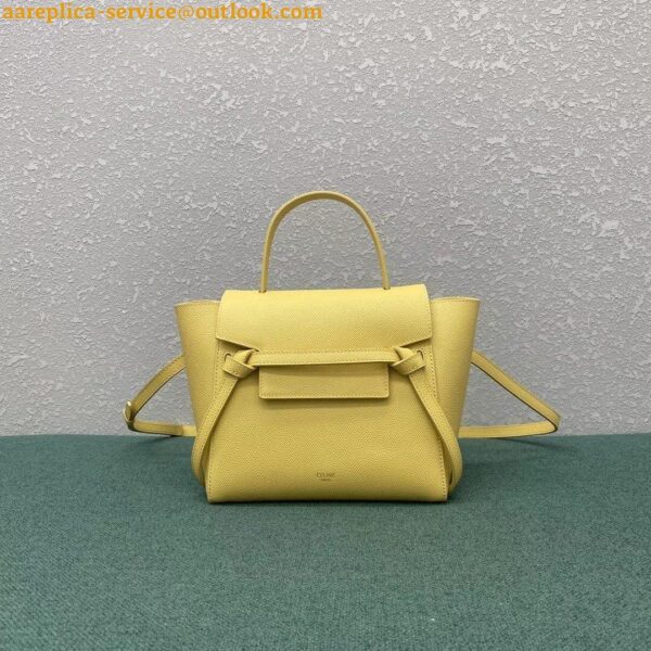 Replica Celine Belt Nano Bag In Yellow Grained Calfskin 4