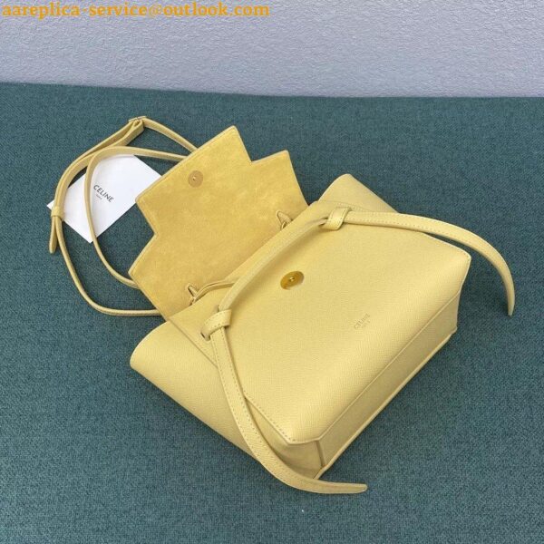 Replica Celine Belt Nano Bag In Yellow Grained Calfskin 12