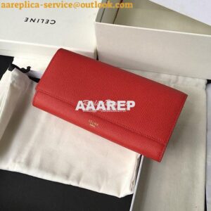 Replica Celine Large Flap Wallet In Grained Calfskin 10B563 Red 2