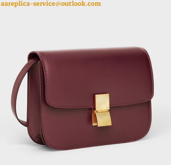 Replica Celine Classic Box Medium Bag In Bordeaux Box Calfskin