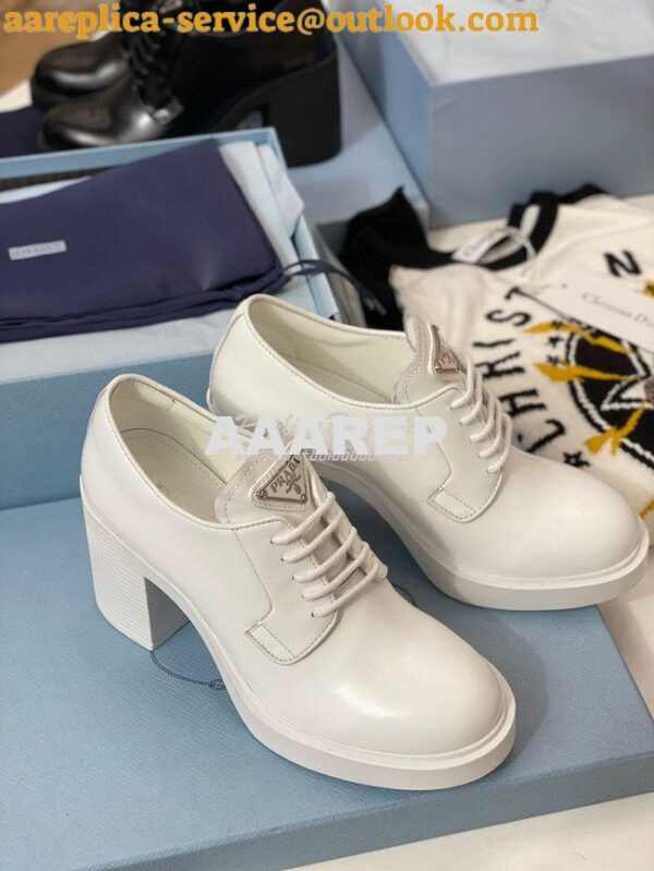 Replica Prada High-heeled Brushed Leather Lace-Ups 1E976M 7