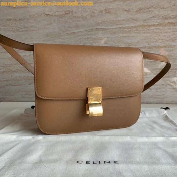 Replica Celine Classic Box Medium Bag In Camel Liege Calfskin 25