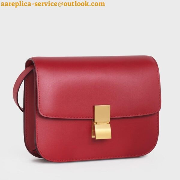 Replica Celine Classic Box Medium Bag In Red Box Calfskin 4