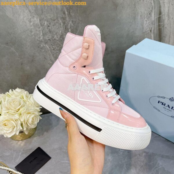 Replica Prada Macro Re-Nylon and brushed leather high-top sneakers 1T6 3