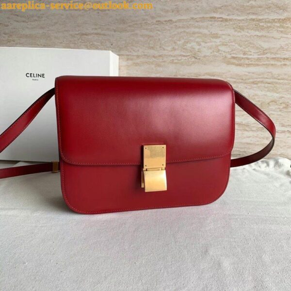 Replica Celine Classic Box Medium Bag In Red Box Calfskin 10