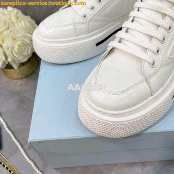 Replica Prada Macro Re-Nylon and brushed leather high-top sneakers 1T6 9