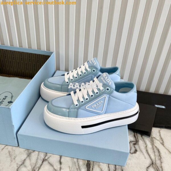 Replica Prada Macro Re-nylon And Brushed Leather Sneakers 1E661M Blue 5