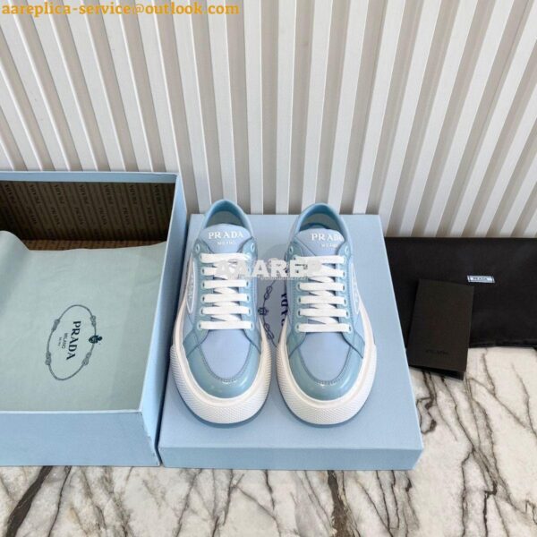 Replica Prada Macro Re-nylon And Brushed Leather Sneakers 1E661M Blue 6