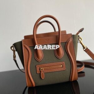 Replica Celine Luggage Bag In Textile And Natural Calfskin 189242 Tan/