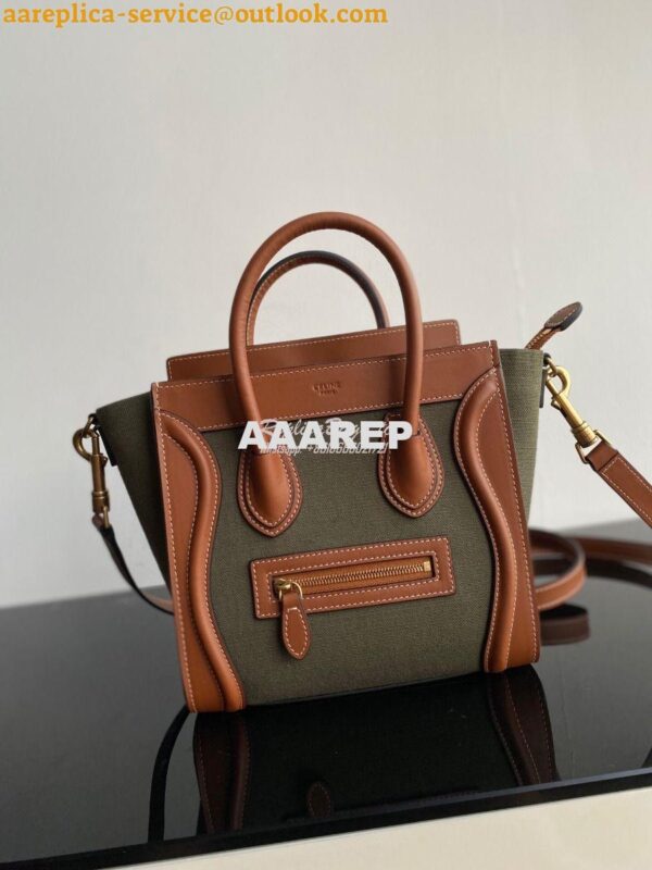 Replica Celine Luggage Bag In Textile And Natural Calfskin 189242 Tan/