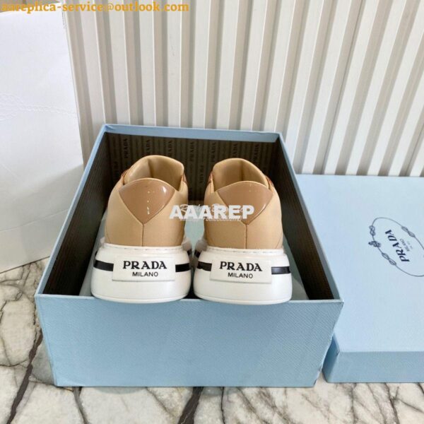 Replica Prada Macro Re-nylon And Brushed Leather Sneakers 1E661M Camel 11