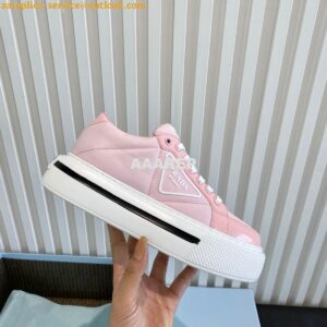 Replica Prada Macro Re-nylon And Brushed Leather Sneakers 1E661M Pink