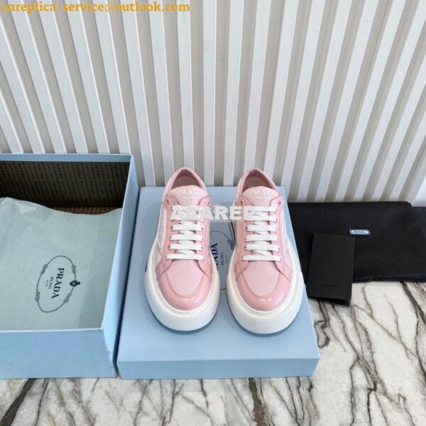 Replica Prada Macro Re-nylon And Brushed Leather Sneakers 1E661M Pink 4