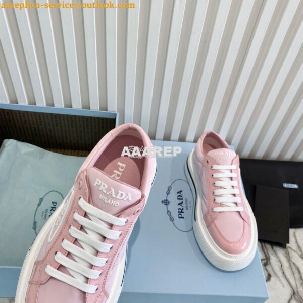 Replica Prada Macro Re-nylon And Brushed Leather Sneakers 1E661M Pink 6