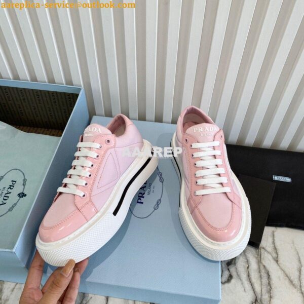 Replica Prada Macro Re-nylon And Brushed Leather Sneakers 1E661M Pink 7