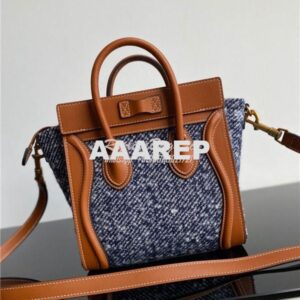 Replica Celine Luggage Bag In Textile And Natural Calfskin 189242 Tan/ 2