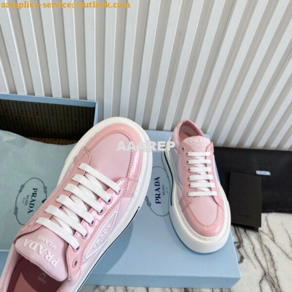 Replica Prada Macro Re-nylon And Brushed Leather Sneakers 1E661M Pink 10