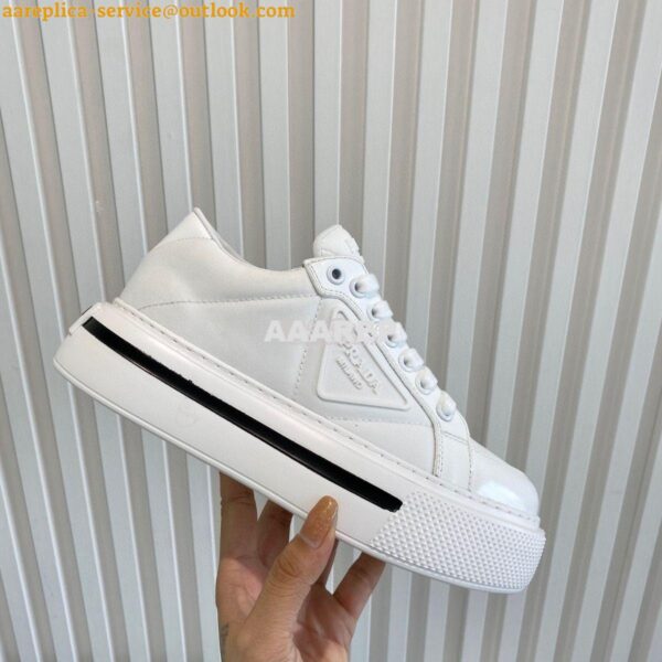 Replica Prada Macro Re-nylon And Brushed Leather Sneakers 1E661M White 3