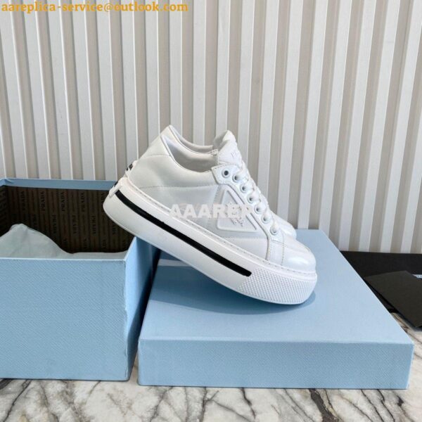 Replica Prada Macro Re-nylon And Brushed Leather Sneakers 1E661M White 6