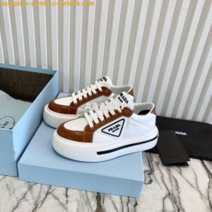 Replica Prada Macro Re-nylon And Brushed Leather Sneakers 1E661M White 2