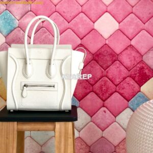 Replica Celine Luggage Tote Drummed Calfskin White