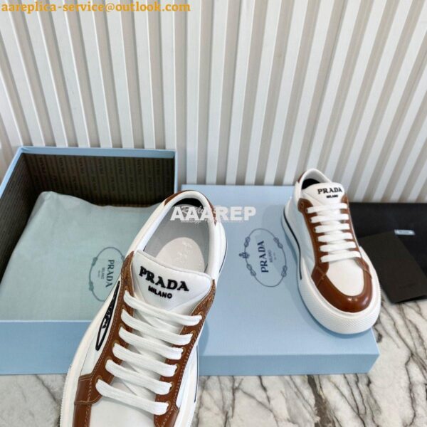 Replica Prada Macro Re-nylon And Brushed Leather Sneakers 1E661M White 8